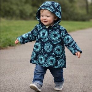 Old Navy Baby  Lined Raincoat, abstract floral print, Size 18-24 months